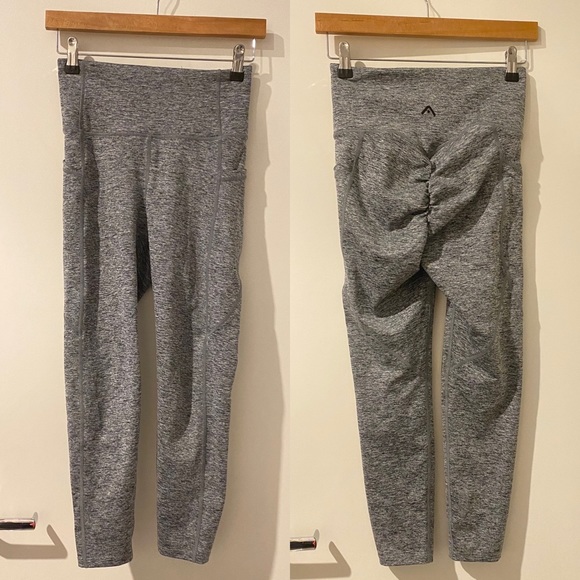 RockWear ➰ grey ankle grazer high waisted 7/8 length scrunch bum tights XS - Picture 4 of 8